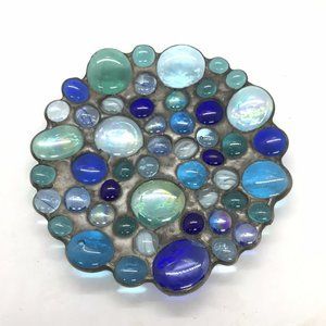 Diane Markin USA Handmade Decorative Round Jewel Glass Plate Dish 6”